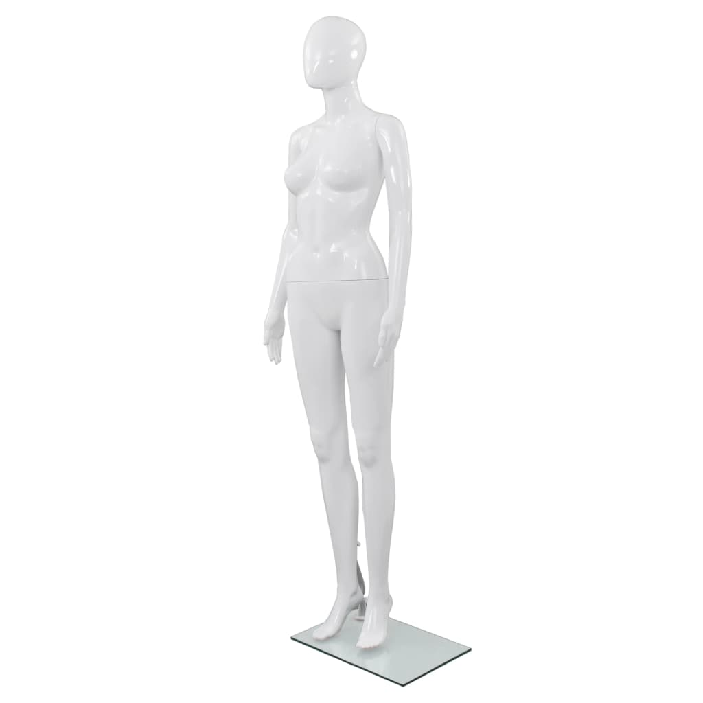 Vidaxl Estalage Doll femelle avec pied de verre 175 cm blanc brillant