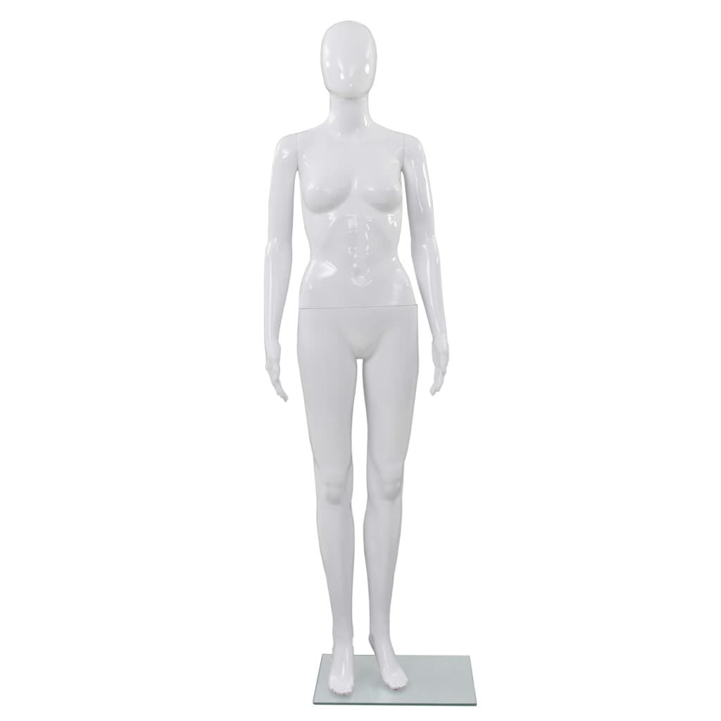 Vidaxl Estalage Doll femelle avec pied de verre 175 cm blanc brillant