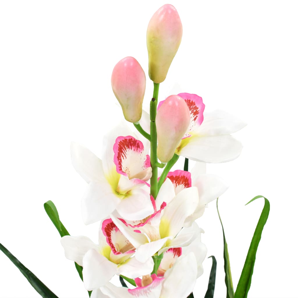 Vidaxl sztuczna roślina z garnkiem Cymbidium Orchid 100 cm zielony