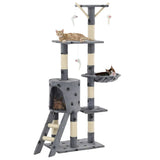 Vidaxl Cat Scracking Post se sisal poškrábající sloupky 138 cm pootprints šedá