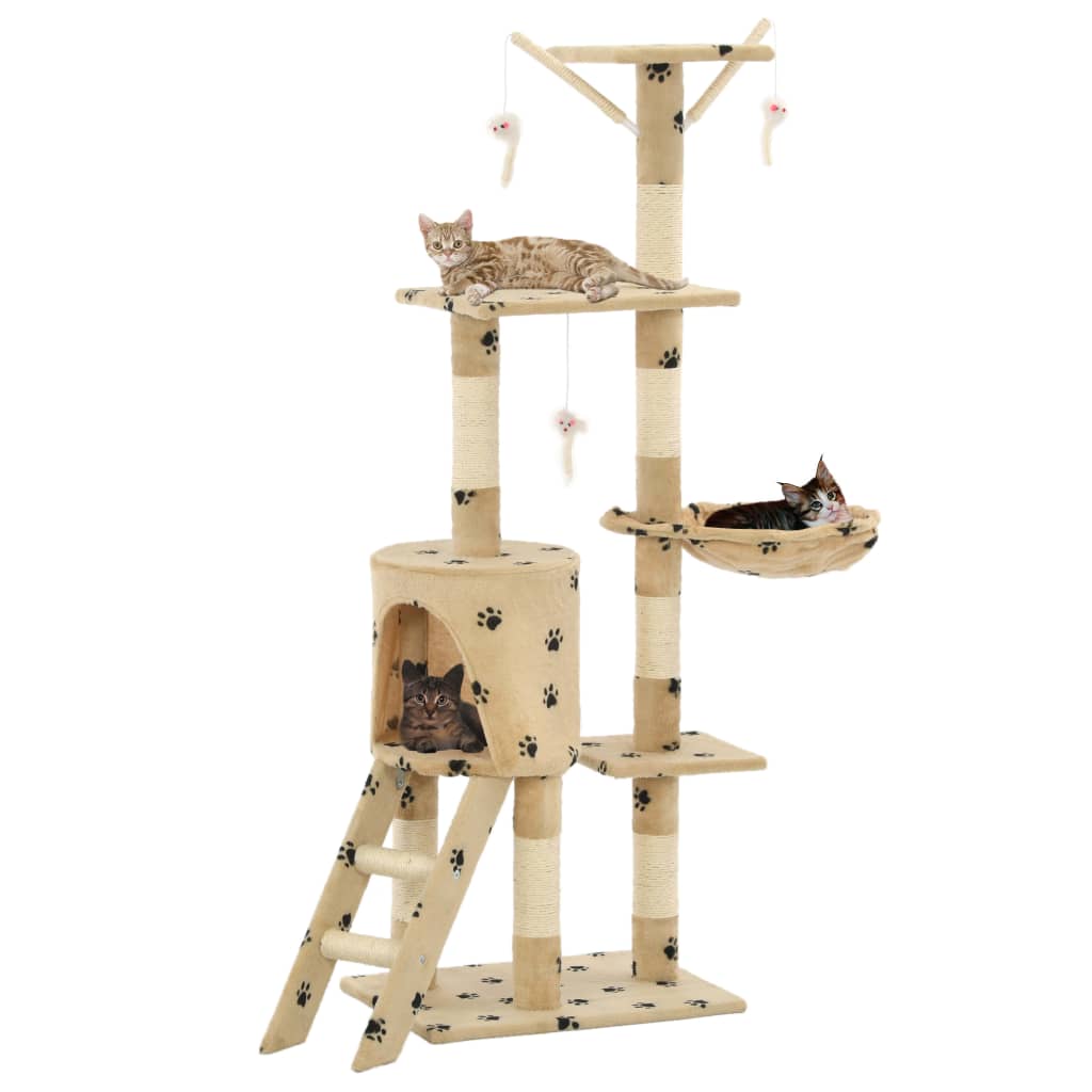 Vidaxl Cat Scracking Post s sisal škrábanci 138 cm pootprints beige