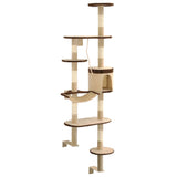 Vidaxl Cat Scracking Post with Stocling Posts Wall Montting 194 cm beige hnědá