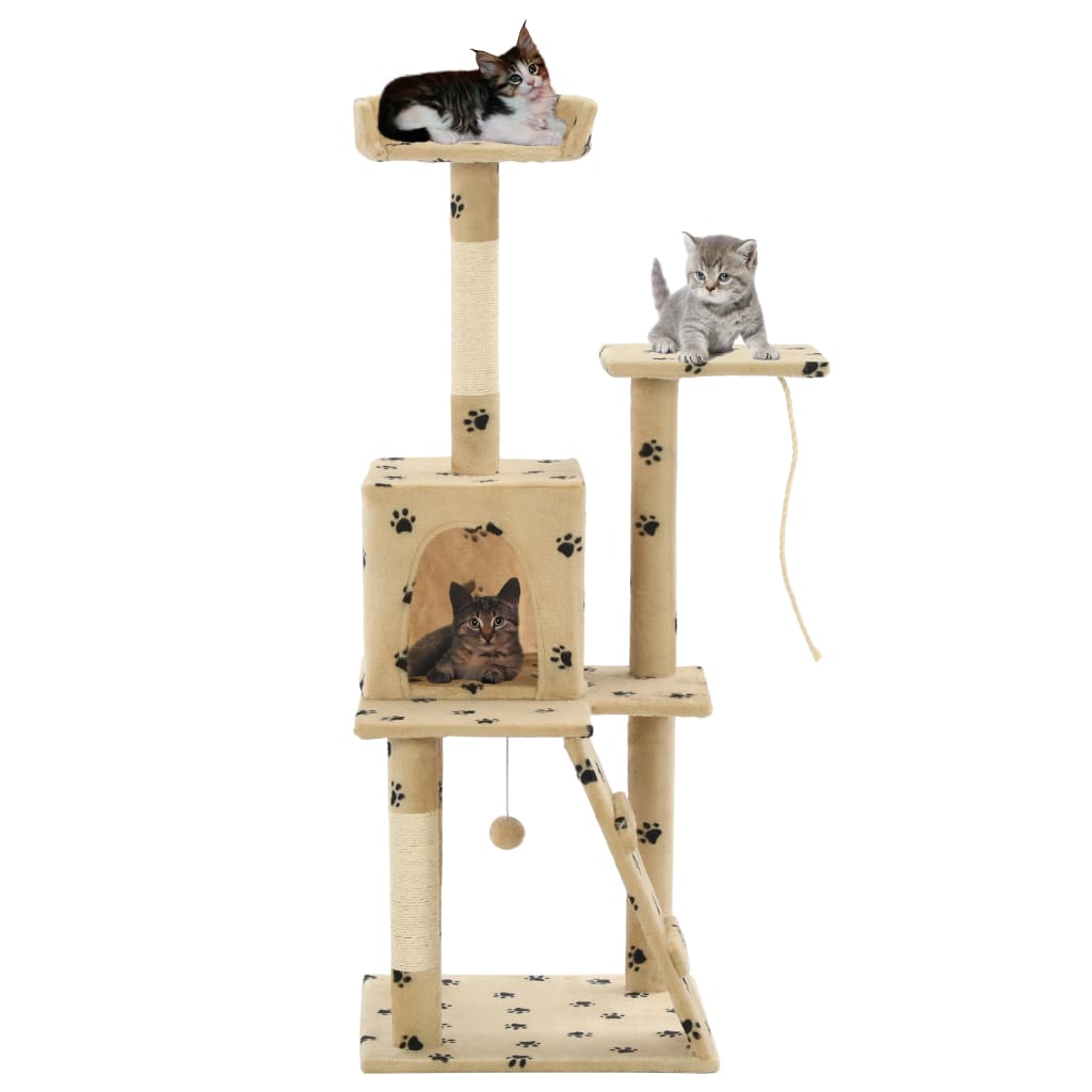 Vidaxl Cat scratching post with Sisal scratching posts 120 cm Pootprints Beige