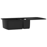 Vidaxl puits double bol granit noir