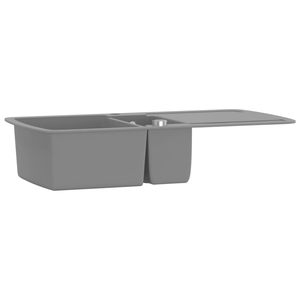 Vidaxl puits double bol gris granit