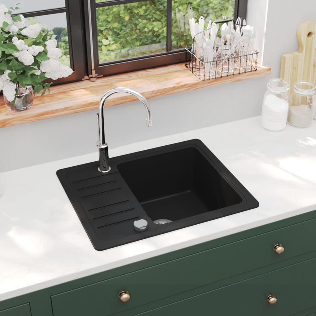 Vidaxl puits simple bol de granit noir