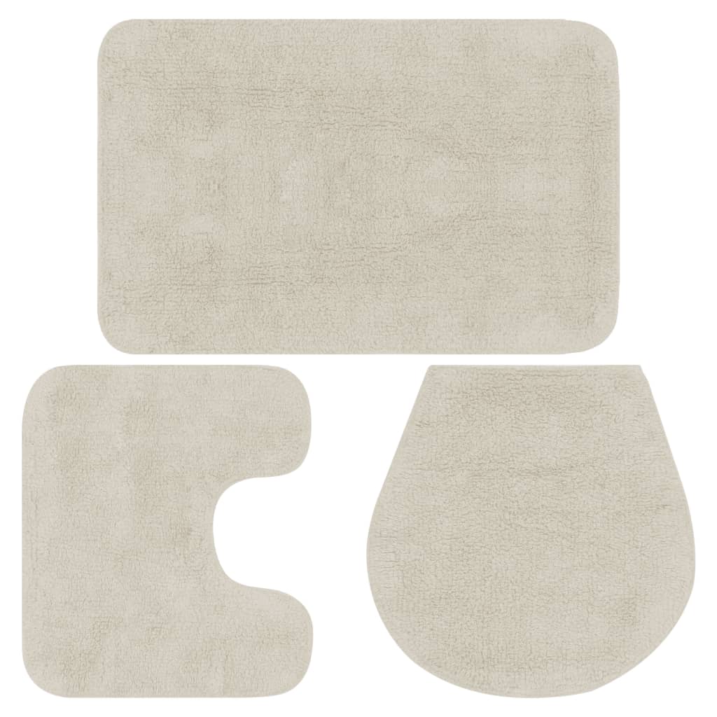 Vidaxl Bathmatting Set Fabric White 3-Piece