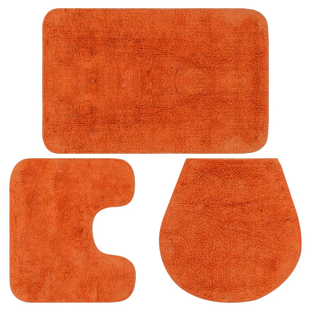 Vidaxl Bathmatting Set Fabric Orange 3-díl