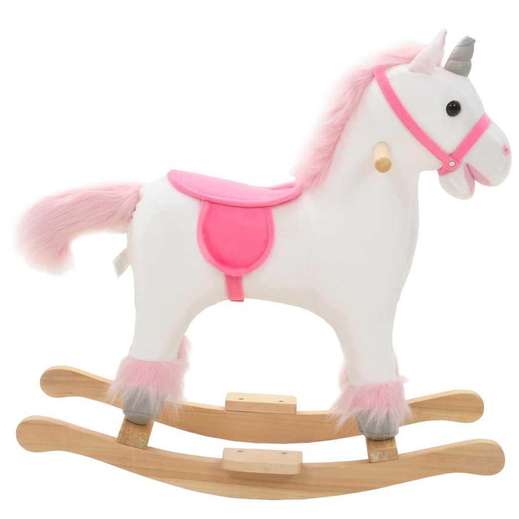 Vidaxl Hobbellier Unicorn 65x32x58 cm Plush Wäiss a rosa