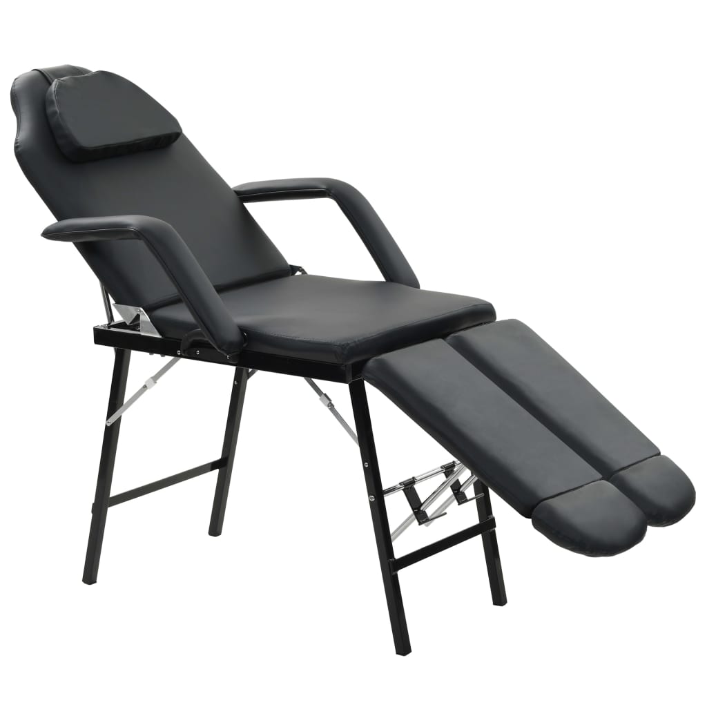 VIDAXL FACIAL TRAITEMENT CHAISE PORTABLE 185X78X76 CM Cuir artificiel noir