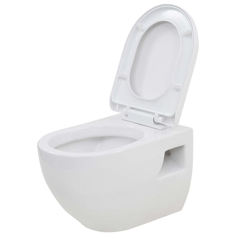 VidaXL Wandtoilet keramiek wit