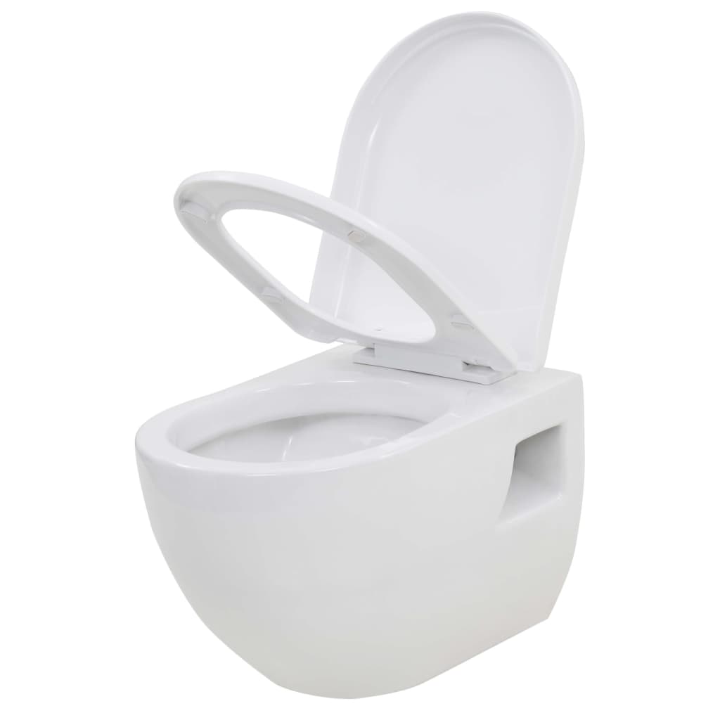 VidaXL Wandtoilet keramiek wit