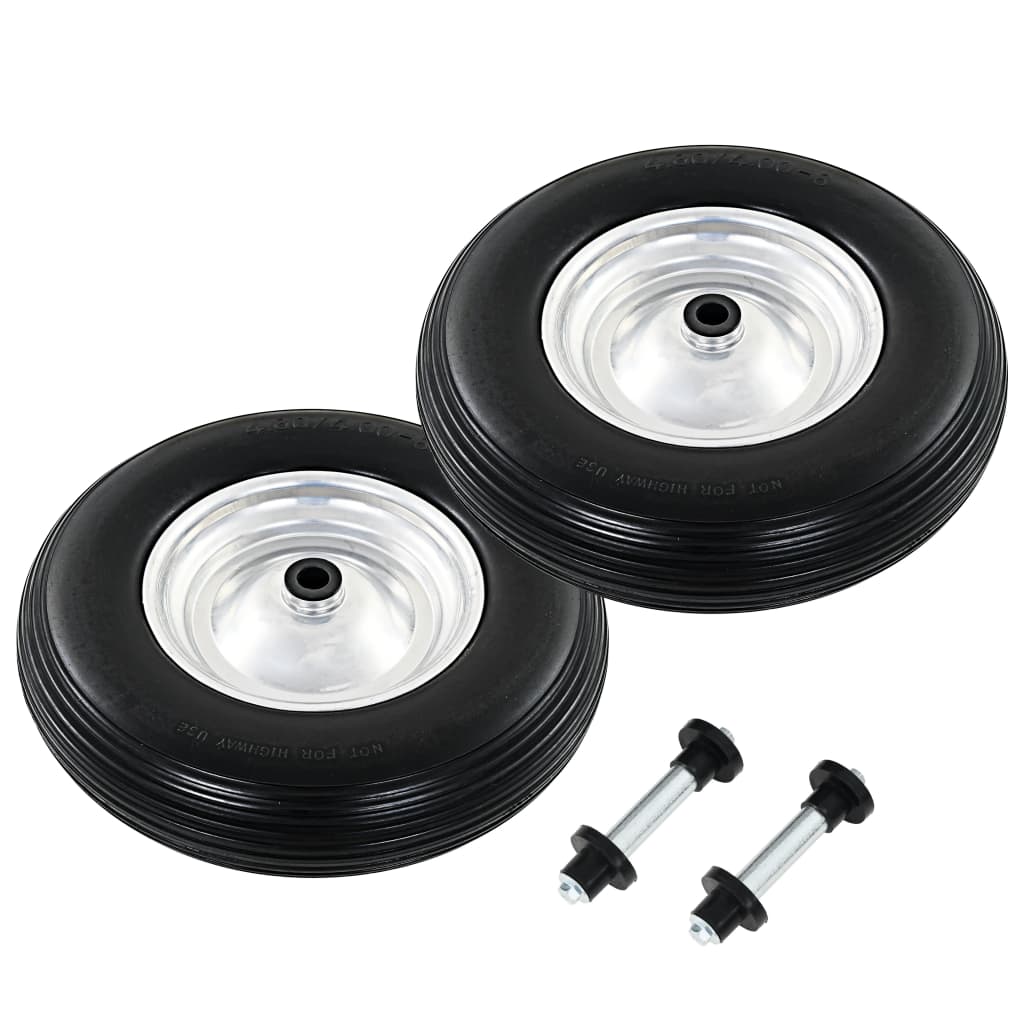 Vidaxl wheelbarrow wheels with axles 4.00-8 390 mm solid PU 2 sts