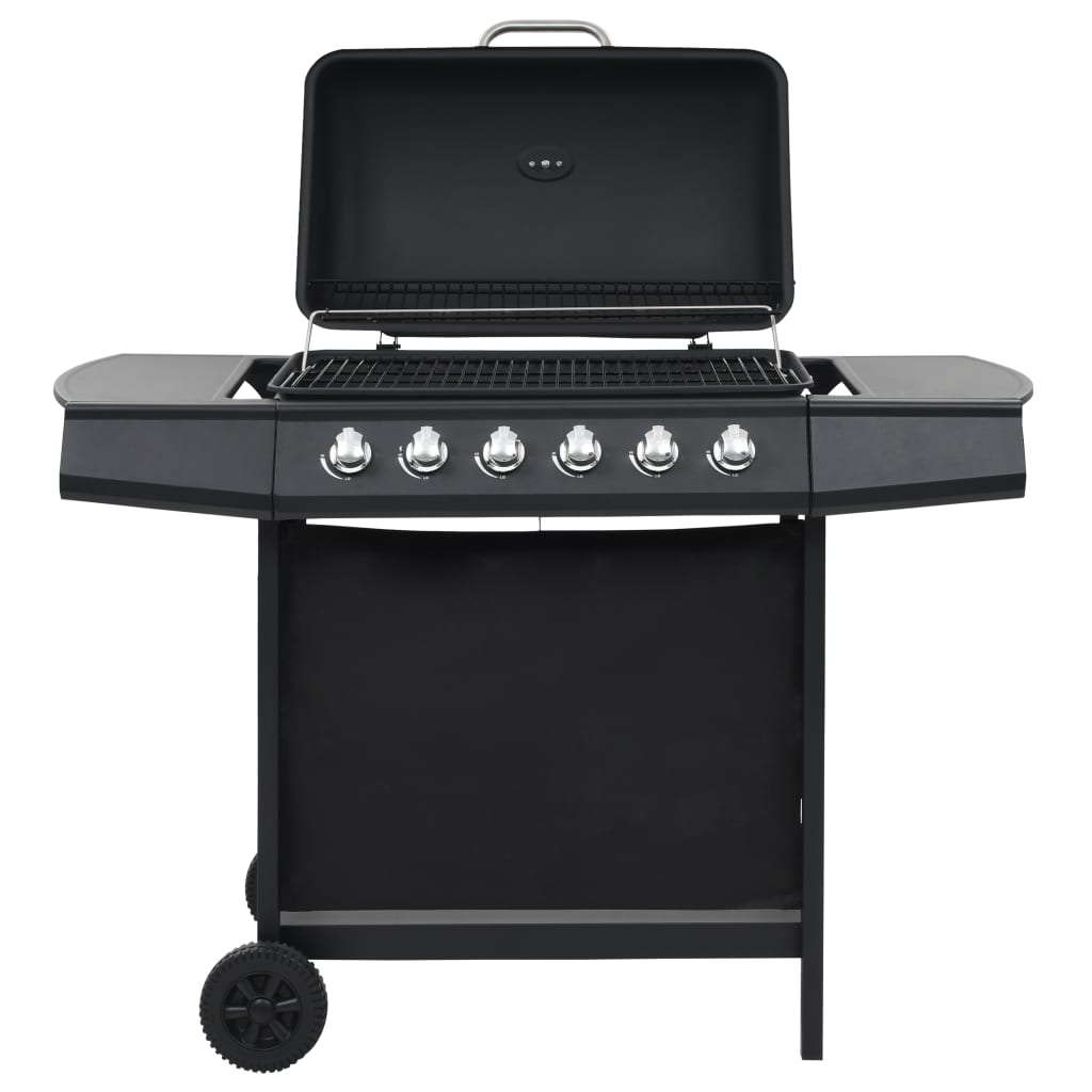 Barbecue de gaz vidaxl avec 6 zones de cuisson en acier noir