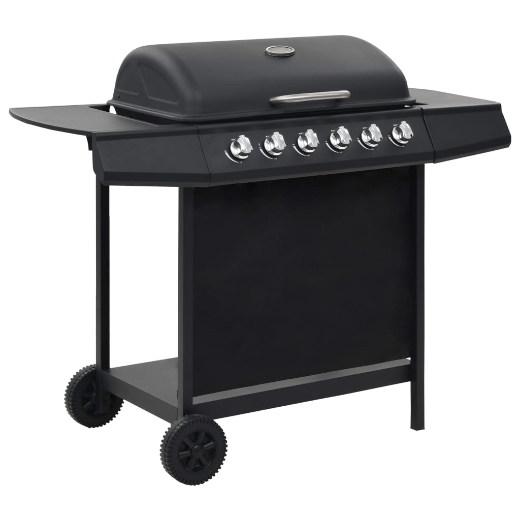 Barbecue de gaz vidaxl avec 6 zones de cuisson en acier noir