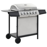 Vidaxl gas barbecue with 6 cooking zones stainless steel silver colored