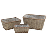 Vidaxl Planters oppdratt 3 st Wicker med PE -fôr