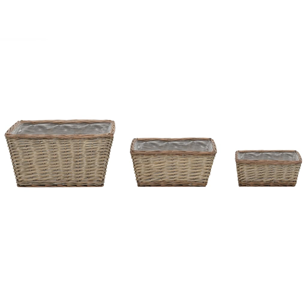 Vidaxl Planters oppdratt 3 st Wicker med PE -fôr