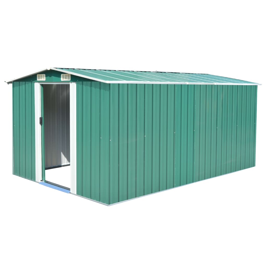 Vidaxl Garden Shed 257x392x181 cm metalgrøn