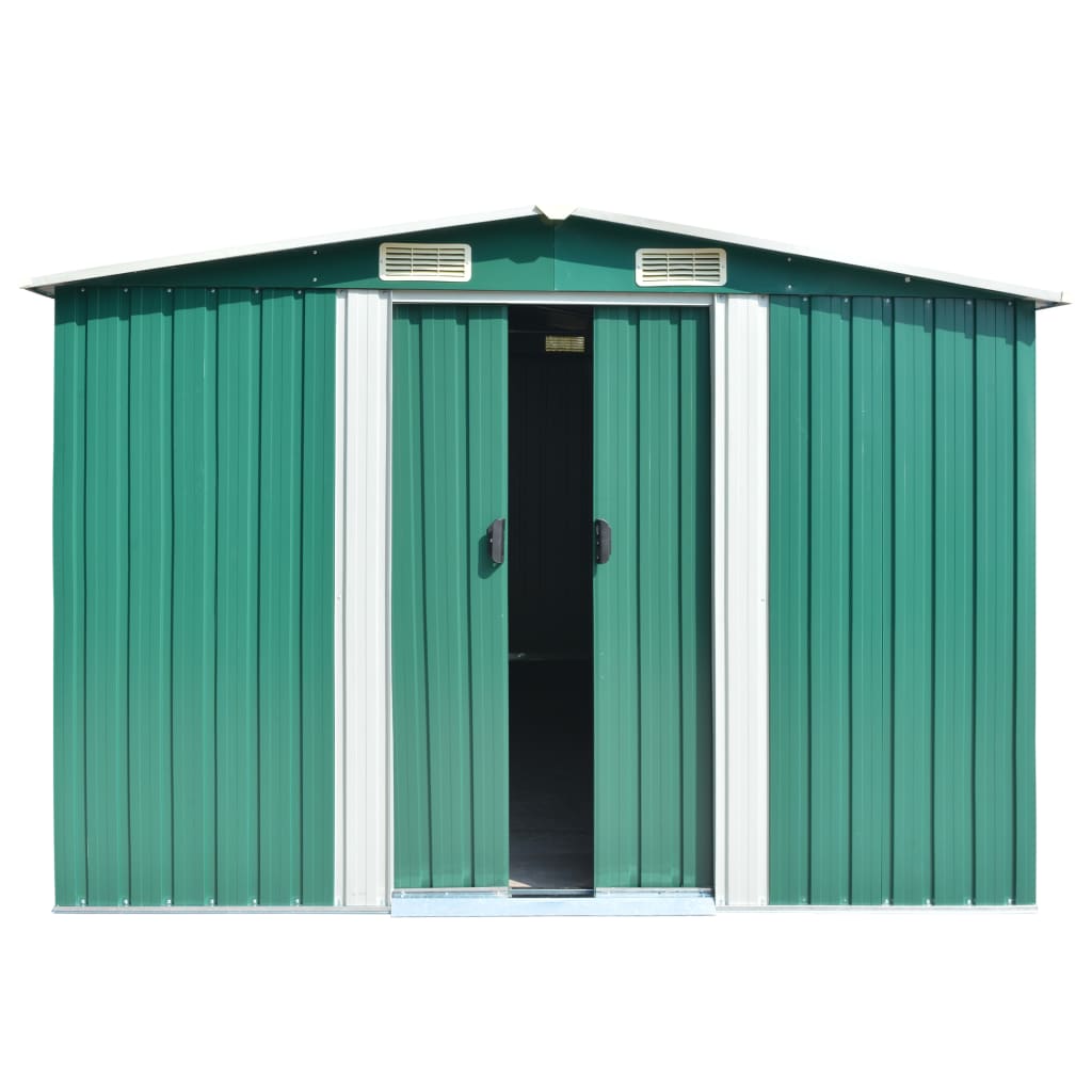 Vidaxl Garden Shed 257x392x181 cm metalgrøn