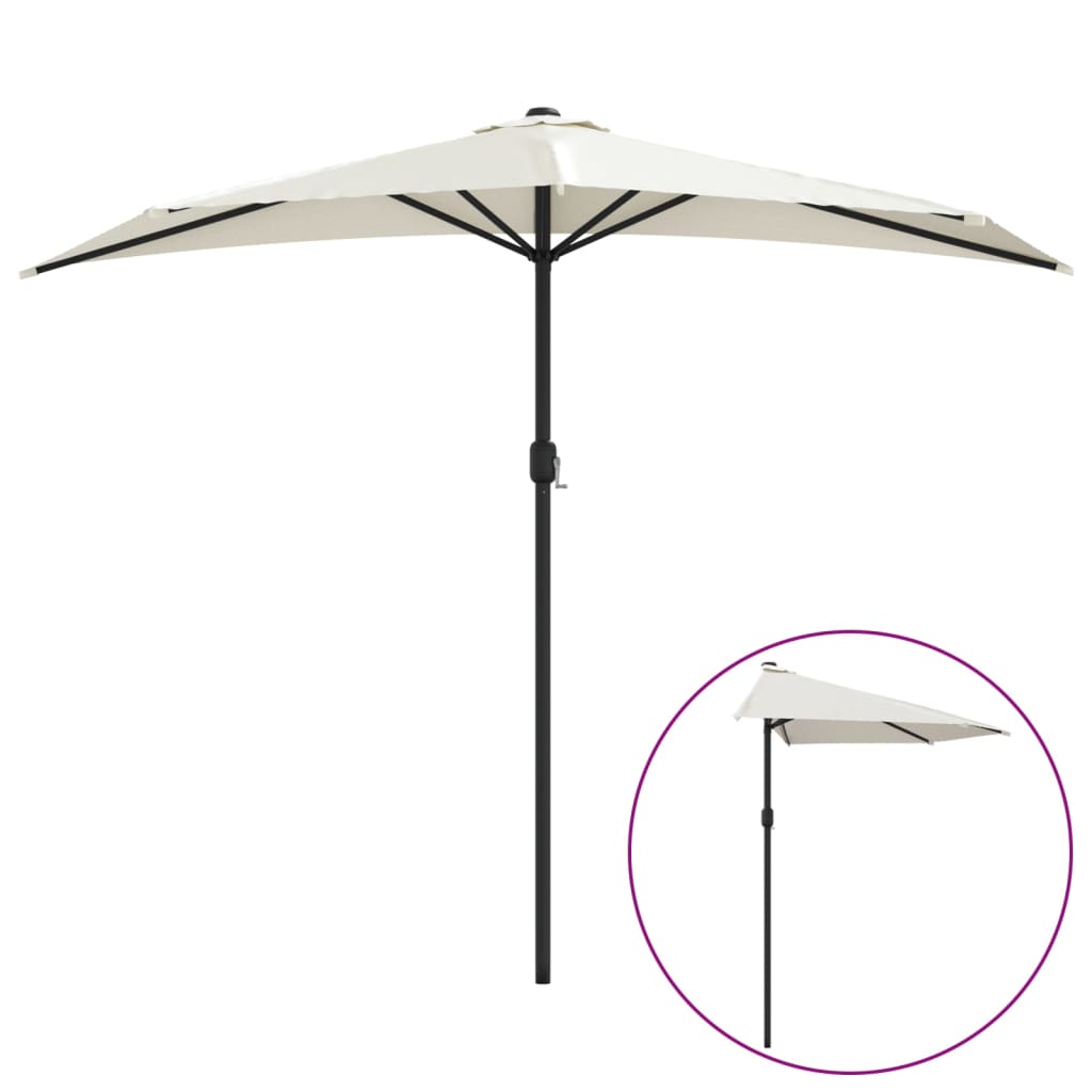 Balkon vidaxl Parasol polovica z aluminijastim drogom 270x144 cm pesek -obarvana