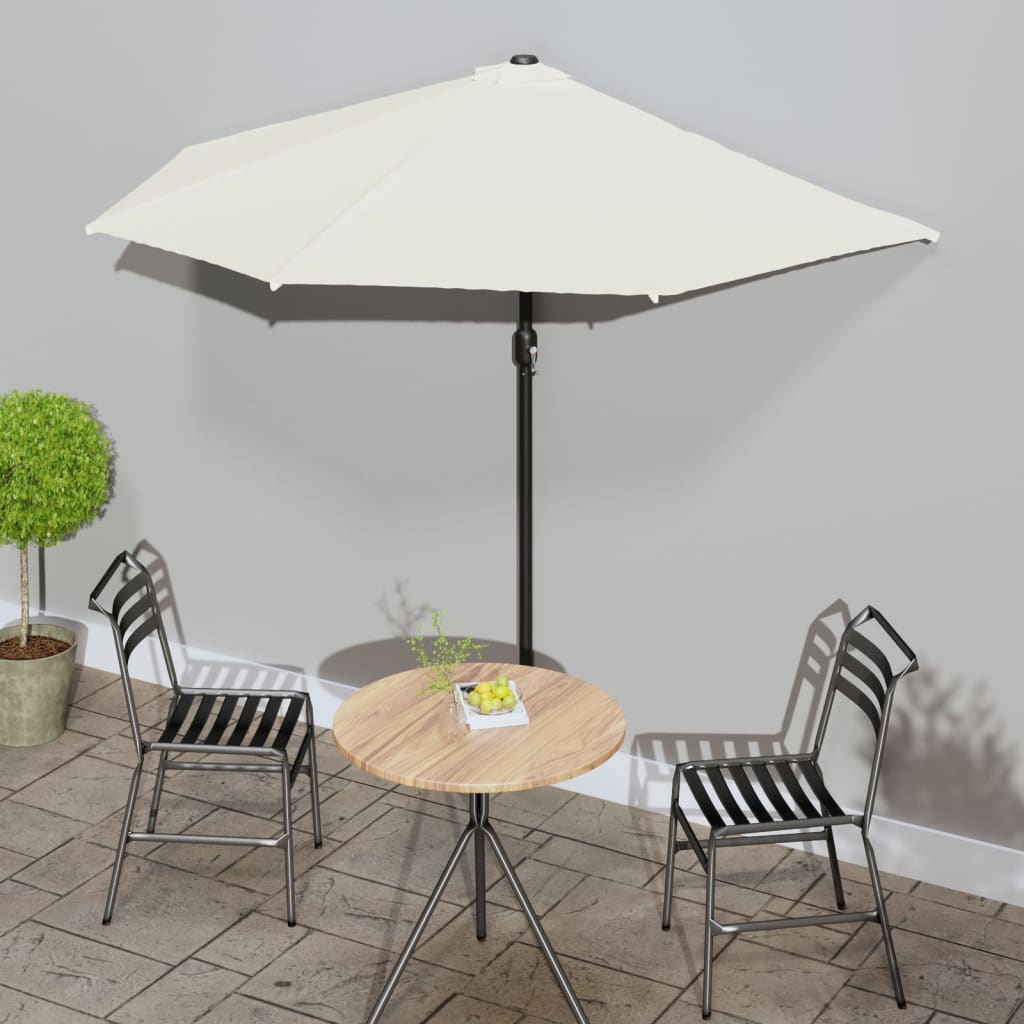 Balkon vidaxl Parasol polovica z aluminijastim drogom 270x144 cm pesek -obarvana