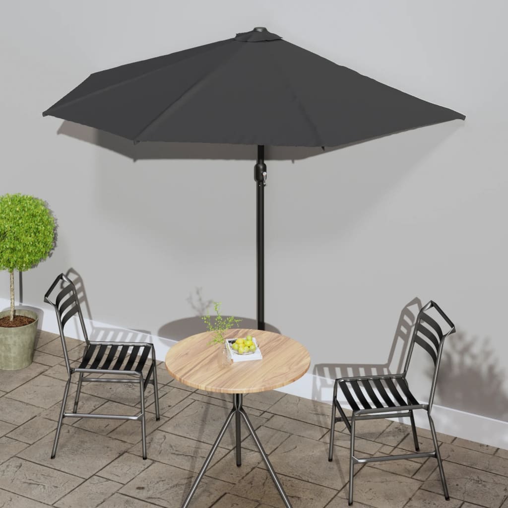 Vidaxl Balcony Parasol Half con polo de aluminio 270x144 cm antracita