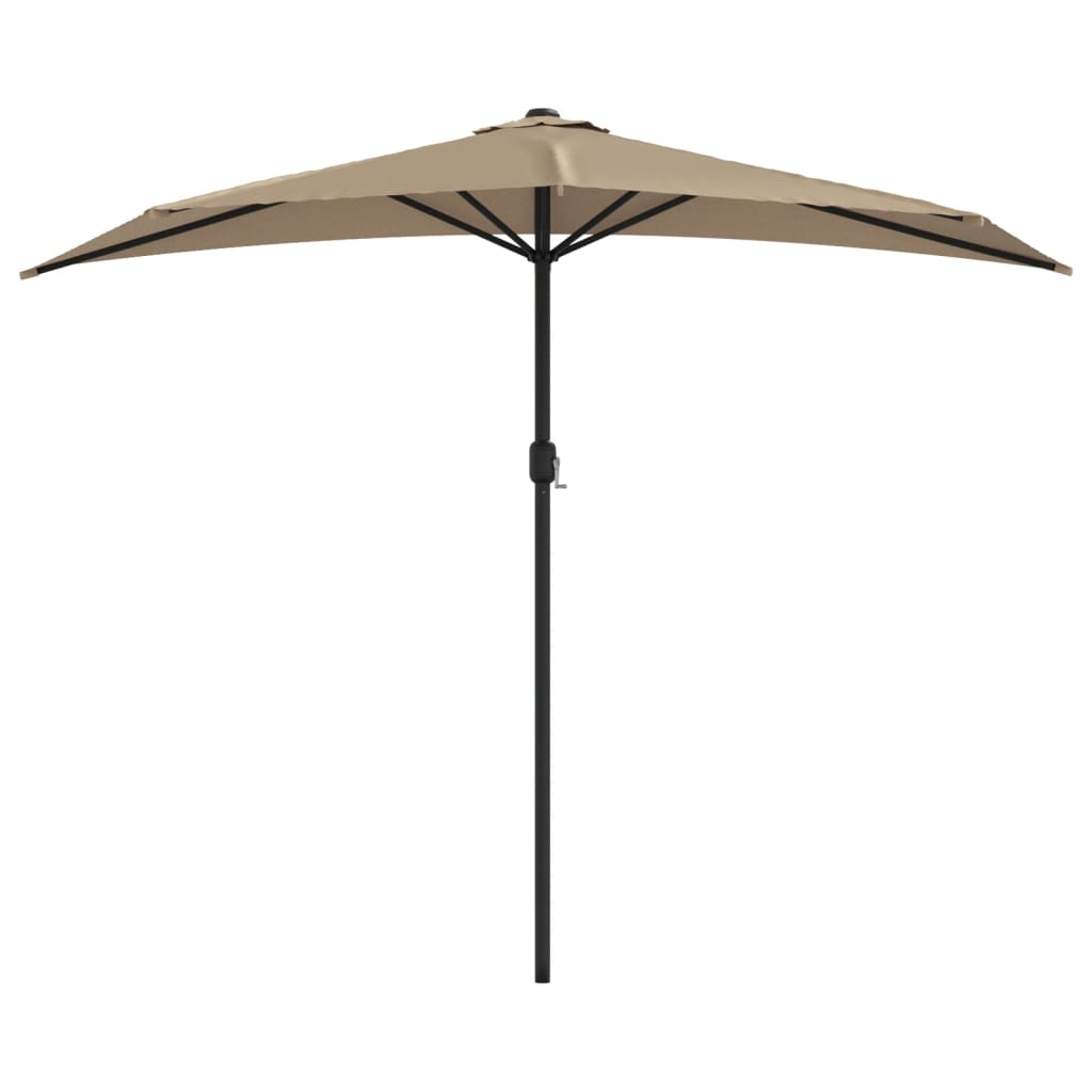 Vidaxl balkon parasol połowa z aluminiowym biegunem 270x144 cm taupe