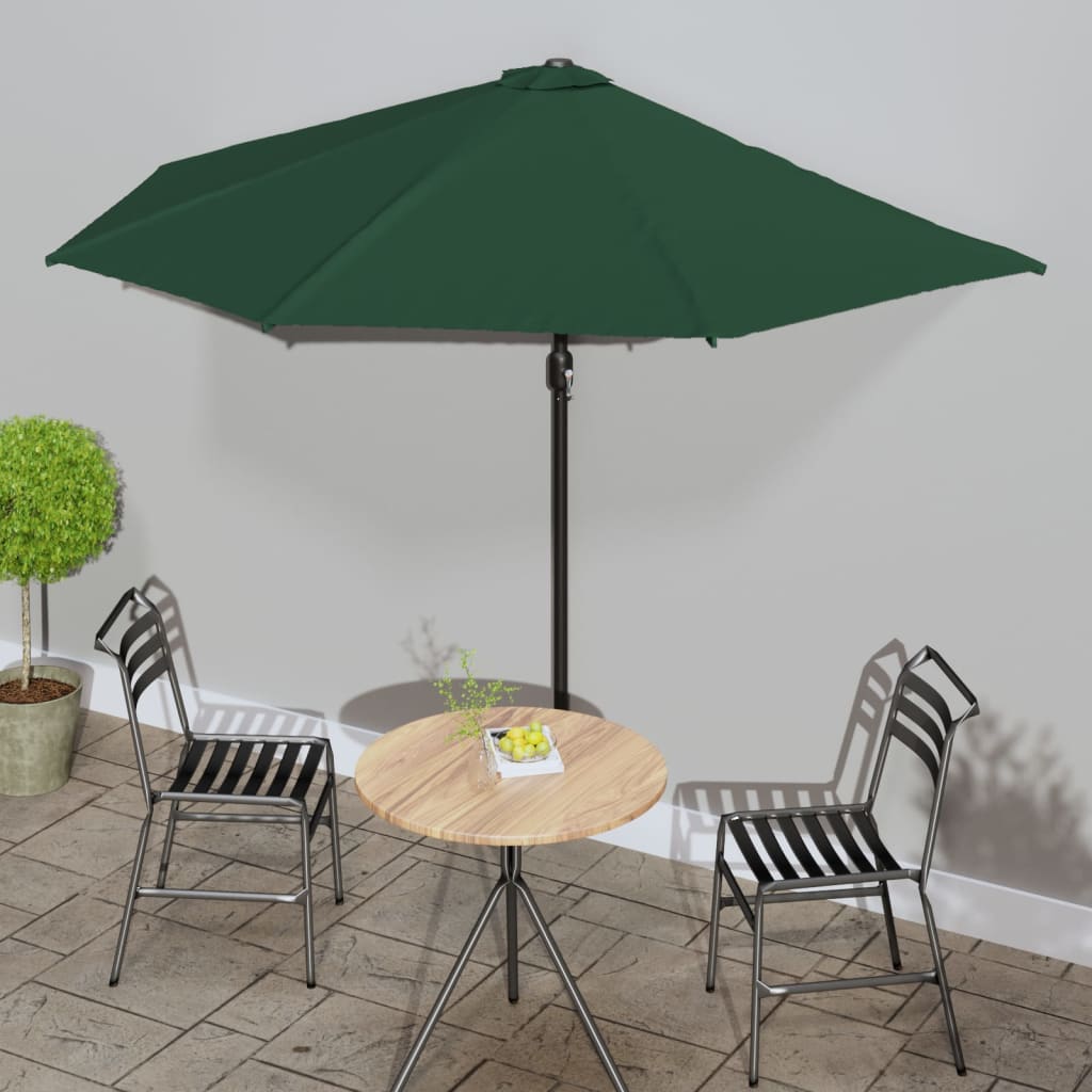 VidaXL Balkonparasol half met aluminium paal 300x155 cm groen