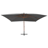 Vidaxl Floating parasol with wooden pole 400x300 cm anthracite -colored