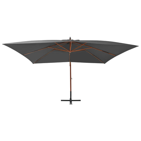 Vidaxl Parasol flottant avec poteau en bois 400x300 cm anthracite -colored