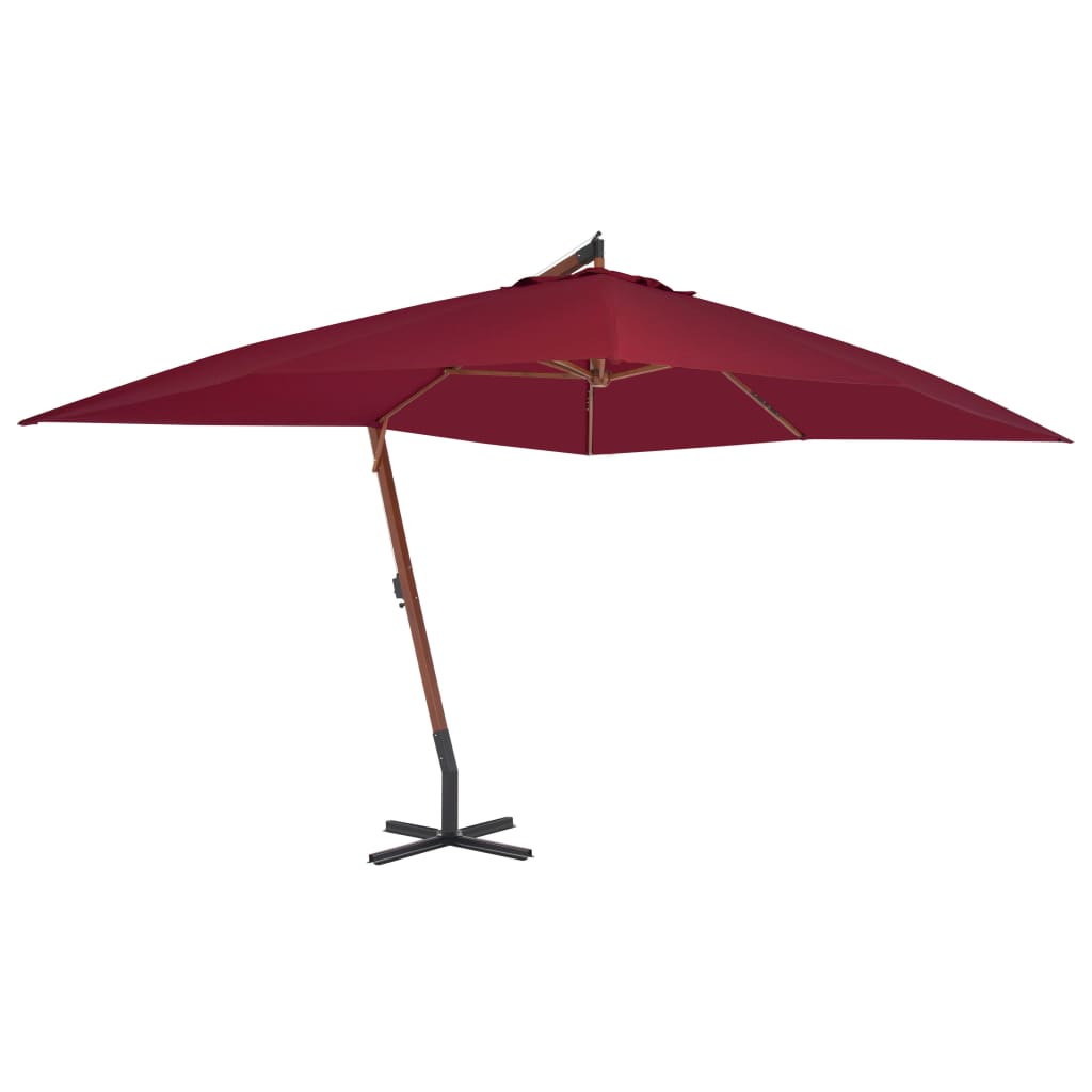 Vidaxl schwimmend Parasol mit Holzstange 400x300 cm Burgunderrot