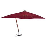 Vidaxl pływający parasol z drewnianym słupem 400x300 cm Burgundii czerwony