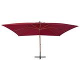 Vidaxl Floating Parasol med træpol 400x300 cm Burgundy Red