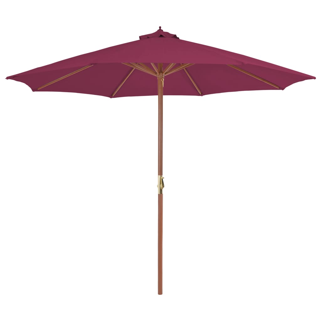 Parasol vidaxl avec poteau en bois 300 cm Bordeaux rouge