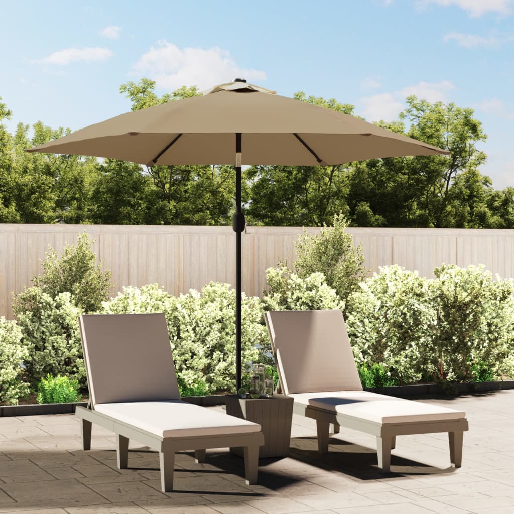 Vidaxl -parasol med metallstang 300 cm taupe