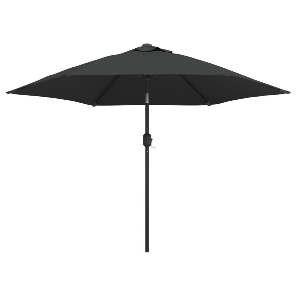 Parasol vidaxl avec éclairage LED et poteau en acier 300 cm anthracite