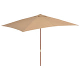 Parasol vidaxl avec pôle en bois 200x300 cm taupe