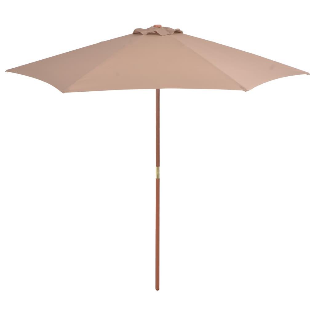 Vidaxl Parasol z lesenim drogom 270 cm taupe