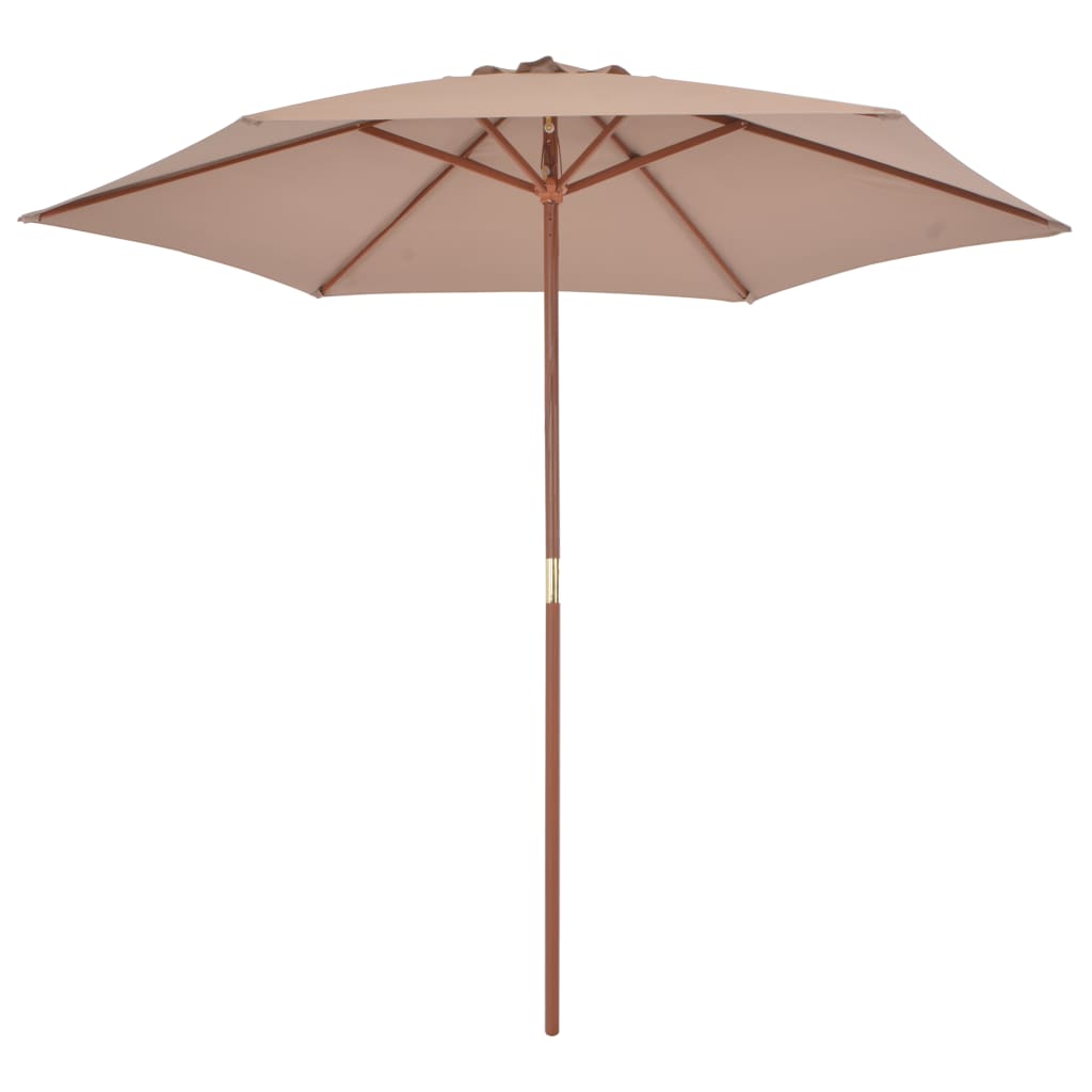 Vidaxl Parasol z lesenim drogom 270 cm taupe