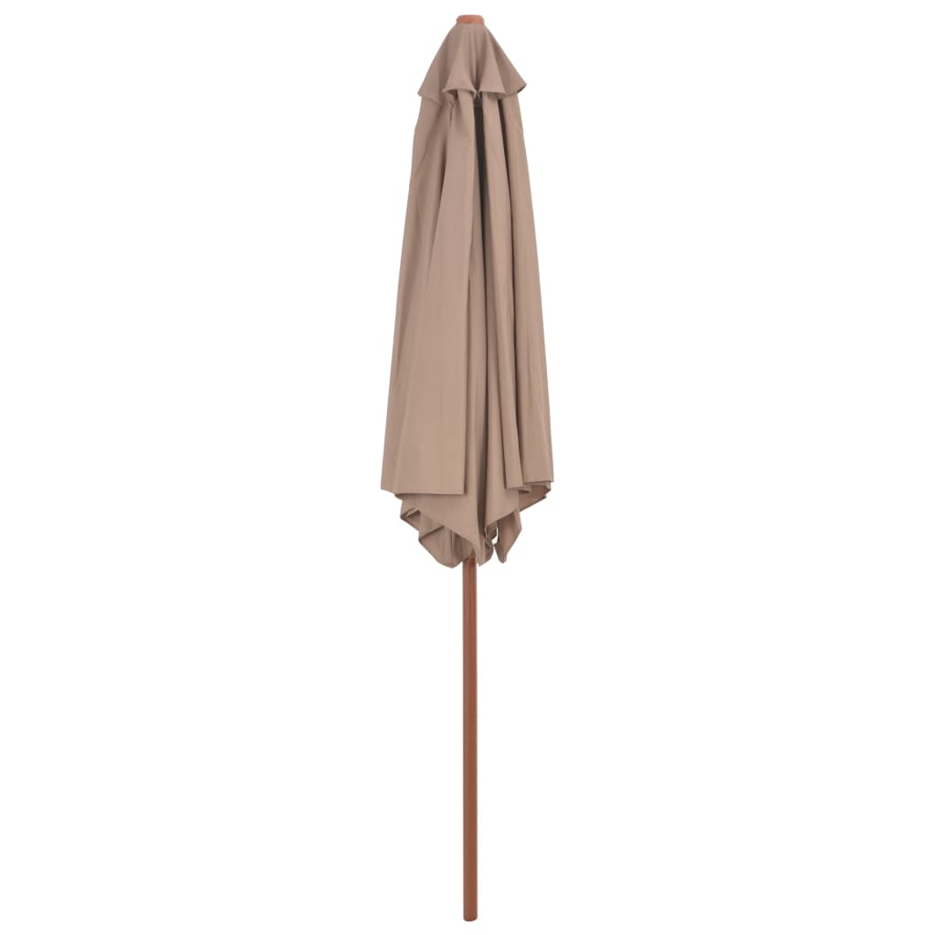 Vidaxl Parasol z lesenim drogom 270 cm taupe