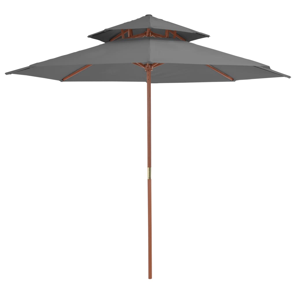 Vidaxl Parasol dobbeltdekke med trepol 270 cm Antracitt