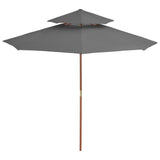 Vidaxl Parasol dobbeltdekke med trepol 270 cm Antracitt