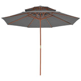 Vidaxl Parasol dobbeltdekke med trepol 270 cm Antracitt