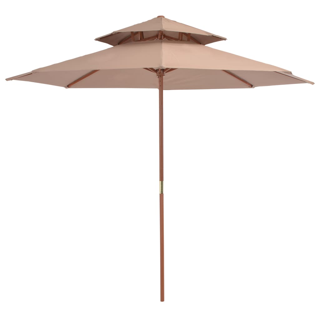 Vidaxl Parasol Double Decker med trepol 270 cm taupe