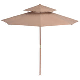 Vidaxl Parasol Double Decker med trepol 270 cm taupe