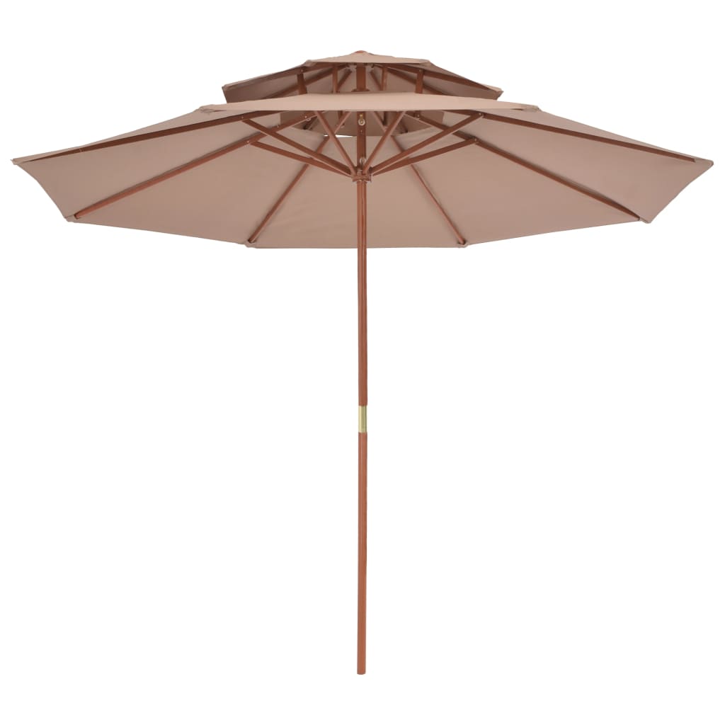 Vidaxl Parasol Double Decker med trepol 270 cm taupe