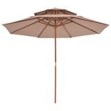 Vidaxl Parasol Double Decker med trepol 270 cm taupe