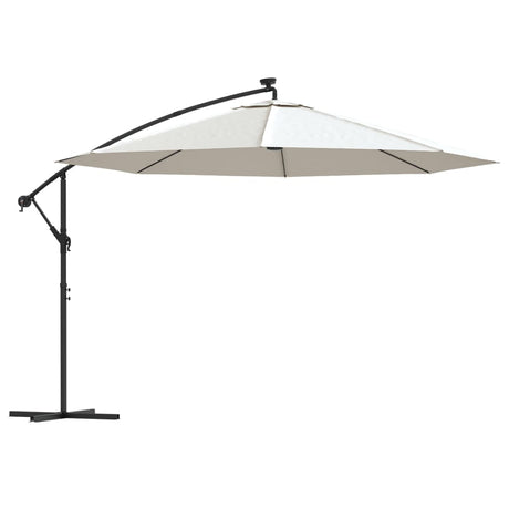 VidaXL Zweefparasol met LED-verlichting en metalen paal 350 cm zand