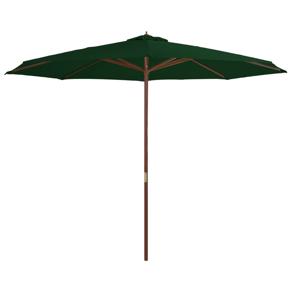 Vidaxl -parasol med trepol 350 cm grønn